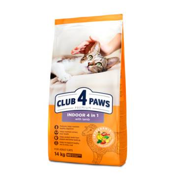 CLUB 4 PAWS PREMIUM " INDOOR 4 IN 1". СOMPLETE DRY PET FOOD FOR ADULT CATS WITH LAMB